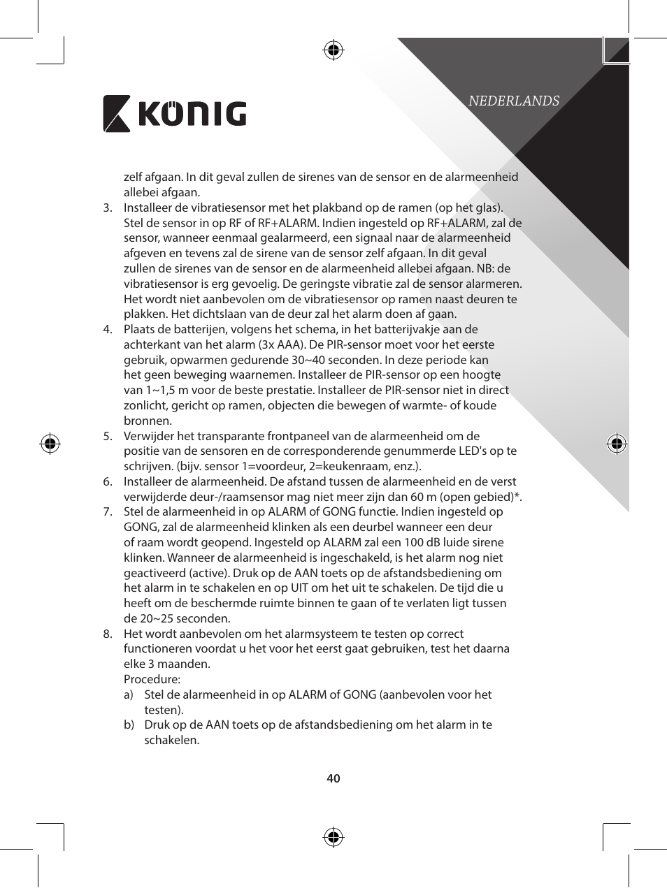 Konig Electronic Wireless alarm system User Manual | Page 40 / 276