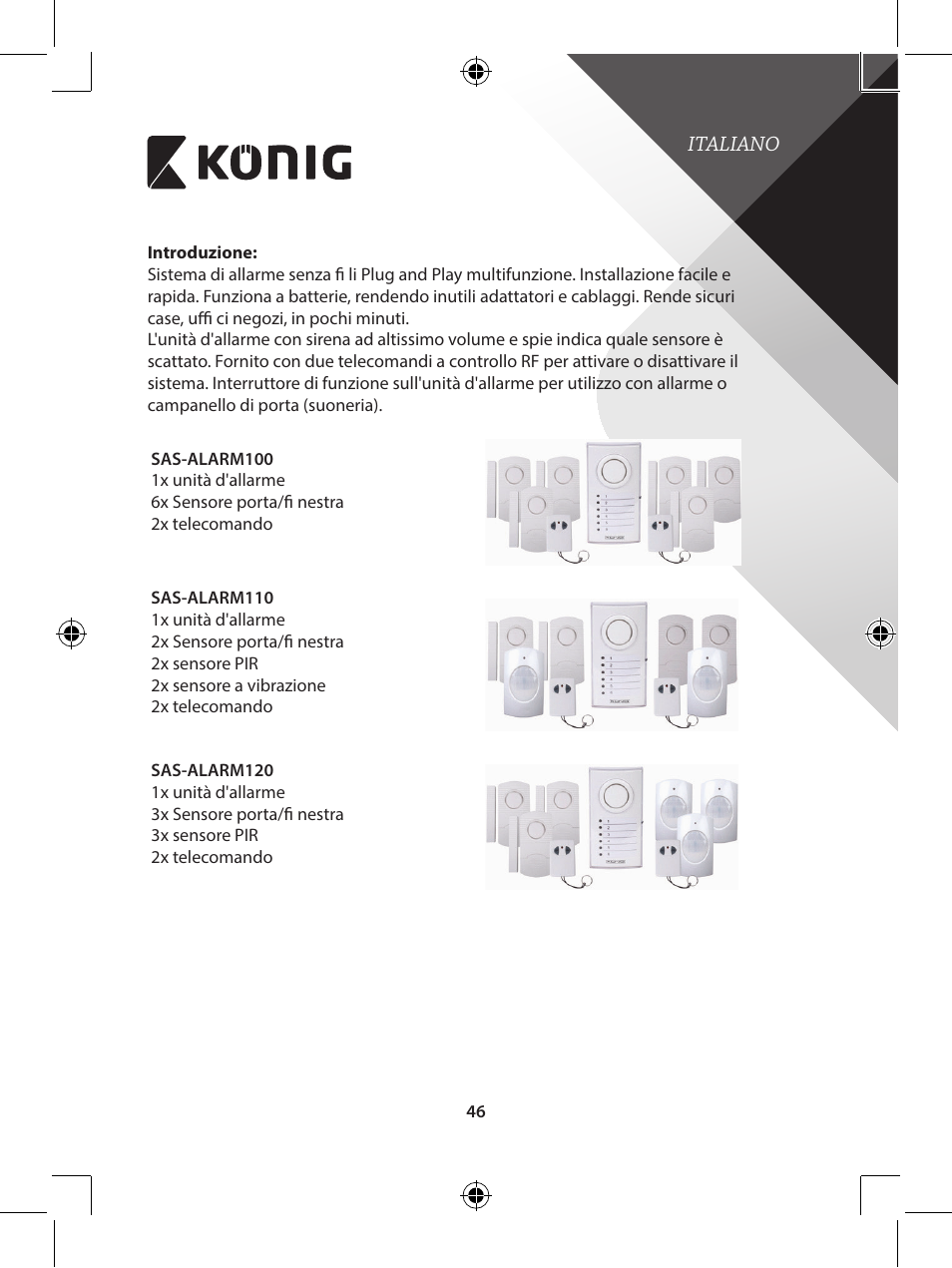 Konig Electronic Wireless alarm system User Manual | Page 46 / 276