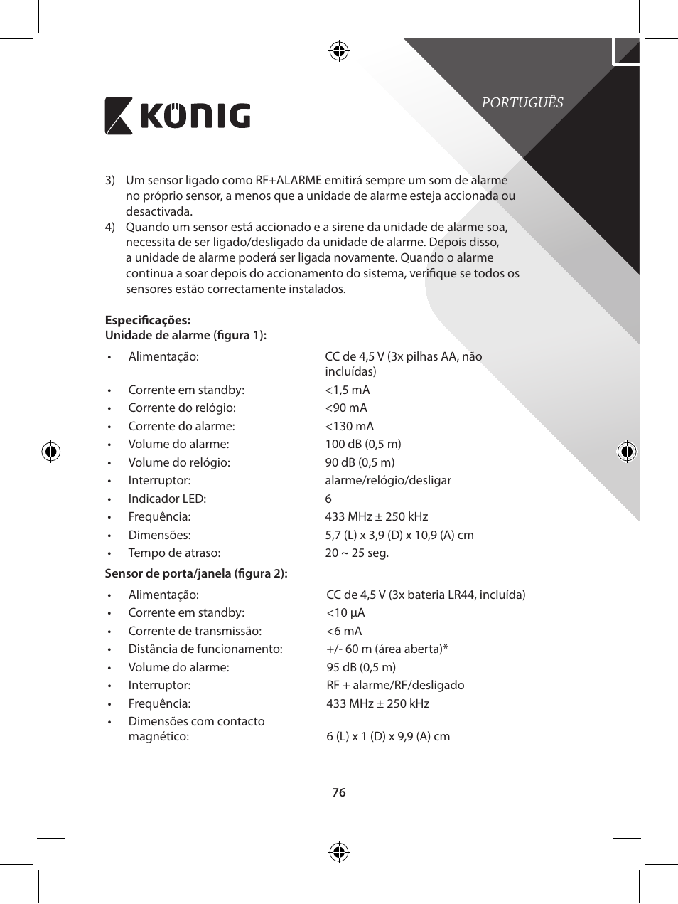 Konig Electronic Wireless alarm system User Manual | Page 76 / 276