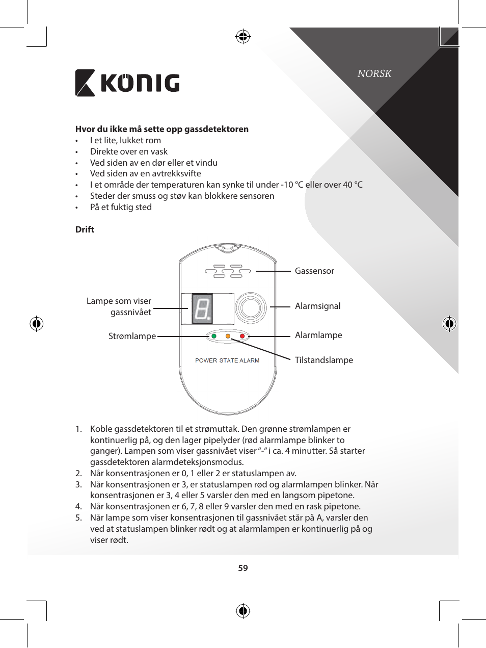 Konig Electronic Gas detector User Manual | Page 59 / 101