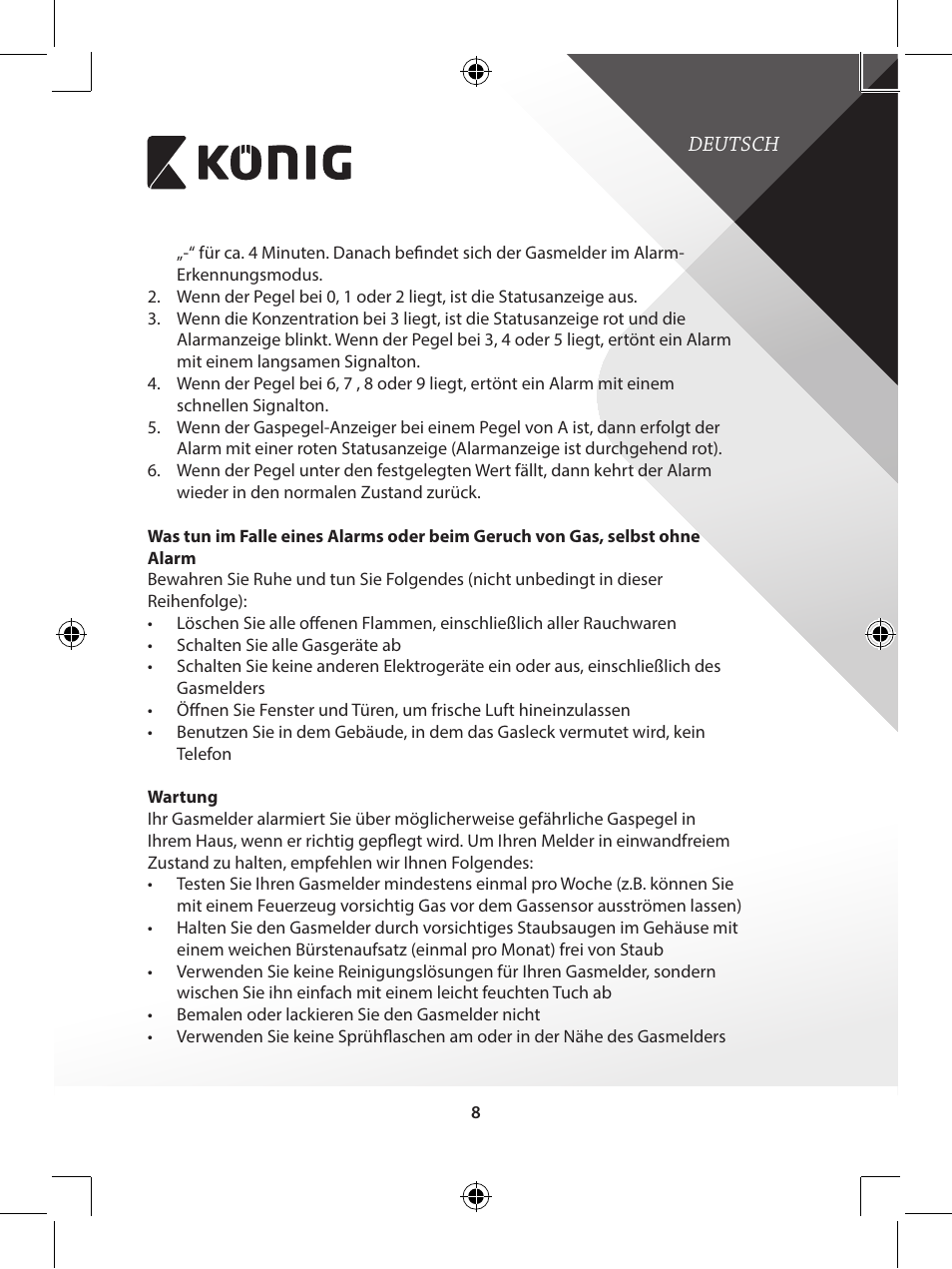 Konig Electronic Gas detector User Manual | Page 8 / 101
