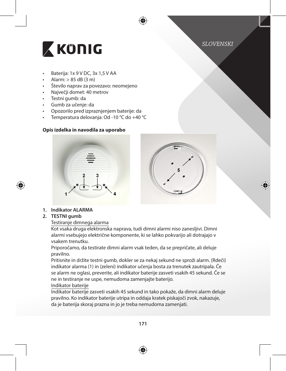 Konig Electronic Duo-pack wireless interconnectable smoke alarm User Manual | Page 171 / 176