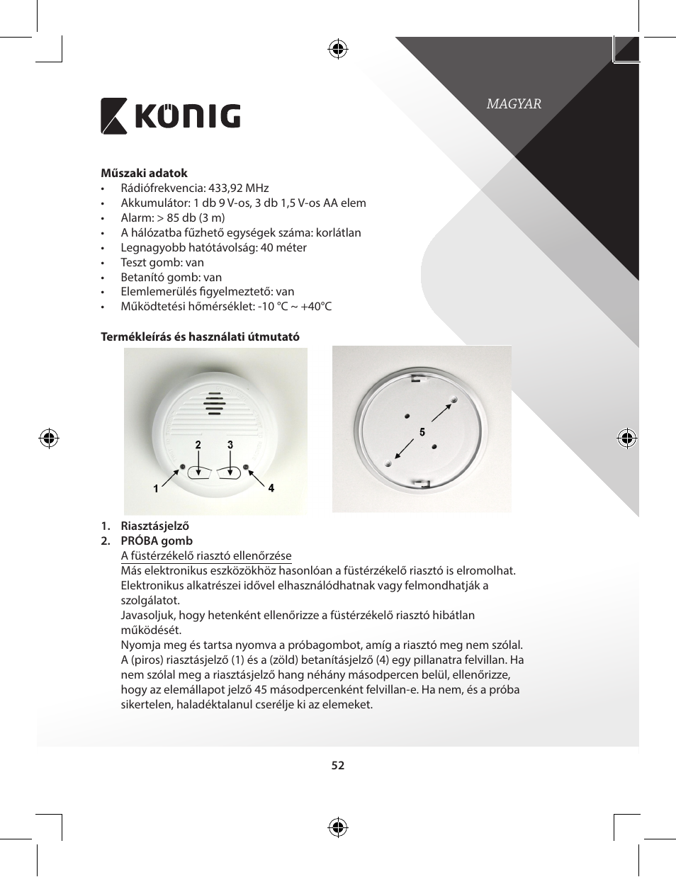 Konig Electronic Duo-pack wireless interconnectable smoke alarm User Manual | Page 52 / 176