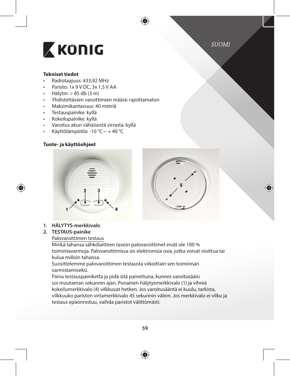 Konig Electronic Duo-pack wireless interconnectable smoke alarm User Manual | Page 59 / 176