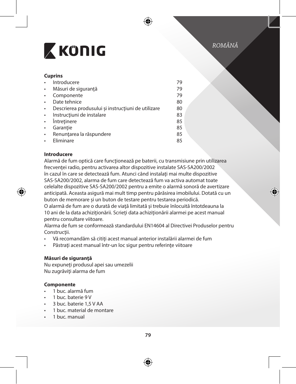 Konig Electronic Duo-pack wireless interconnectable smoke alarm User Manual | Page 79 / 176