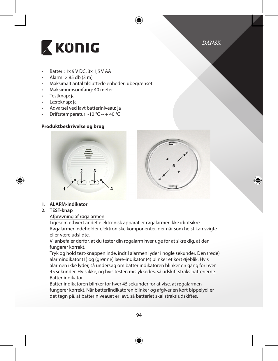 Konig Electronic Duo-pack wireless interconnectable smoke alarm User Manual | Page 94 / 176