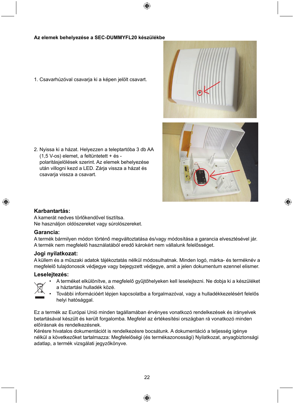 Konig Electronic Dummy alarm siren User Manual | Page 22 / 45