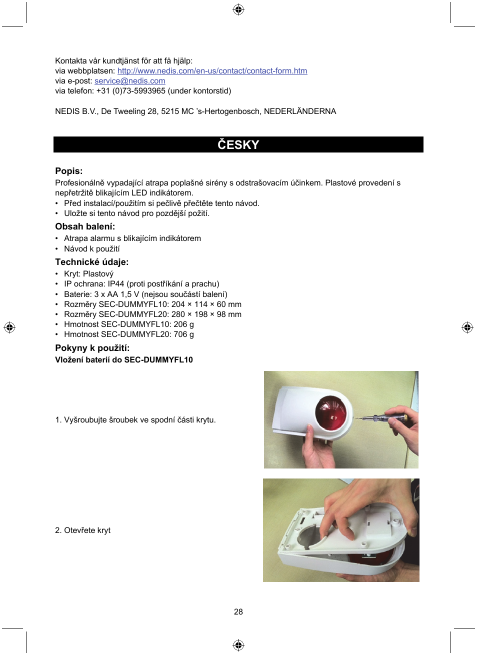 Česky | Konig Electronic Dummy alarm siren User Manual | Page 28 / 45