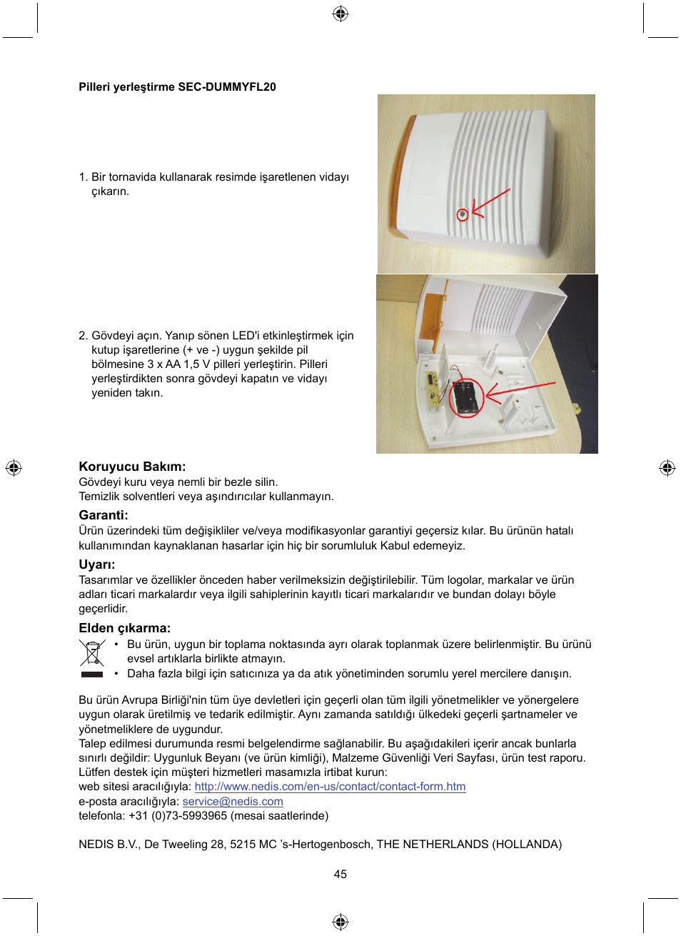 Konig Electronic Dummy alarm siren User Manual | Page 45 / 45
