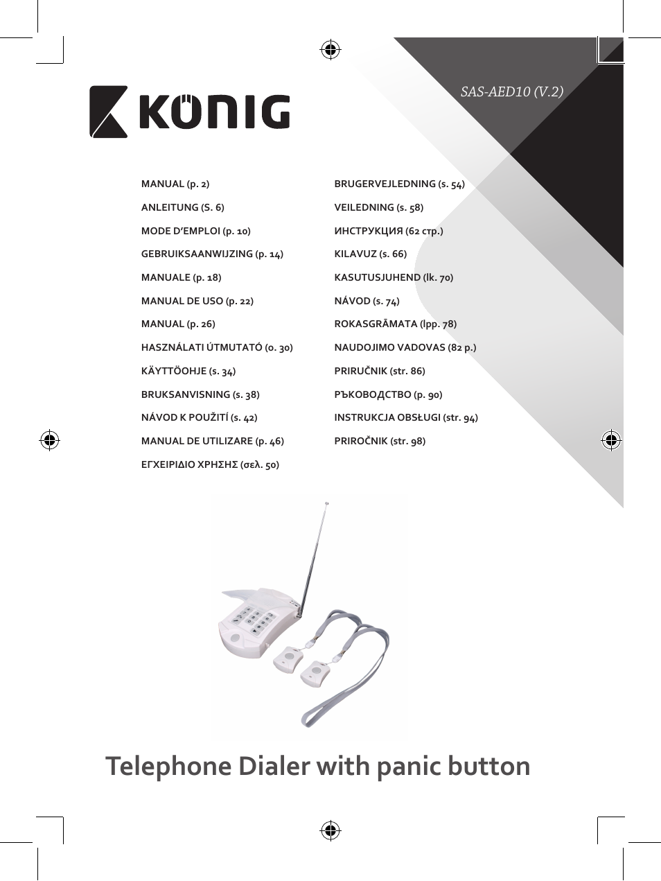 Konig Electronic telephone dialer with panic button User Manual | 101 pages