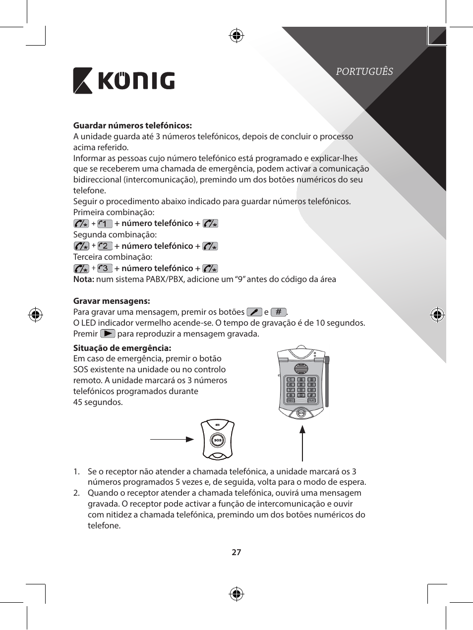 Konig Electronic telephone dialer with panic button User Manual | Page 27 / 101