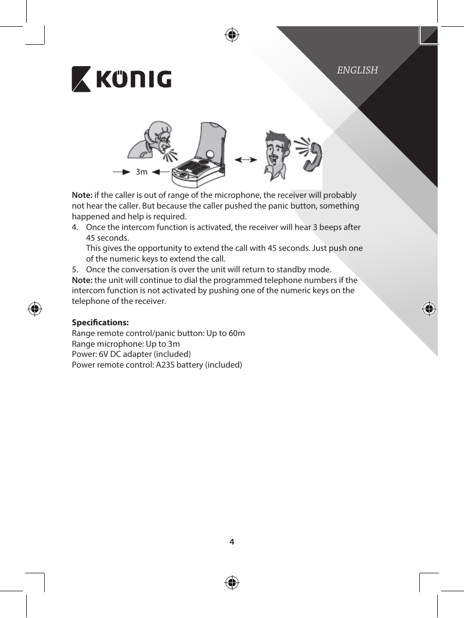 Konig Electronic telephone dialer with panic button User Manual | Page 4 / 101