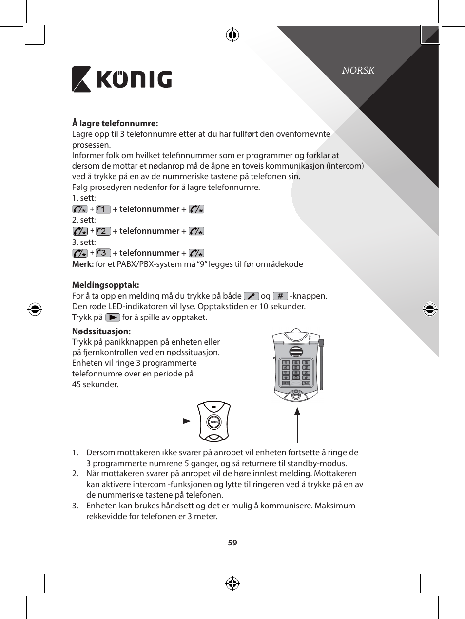 Konig Electronic telephone dialer with panic button User Manual | Page 59 / 101