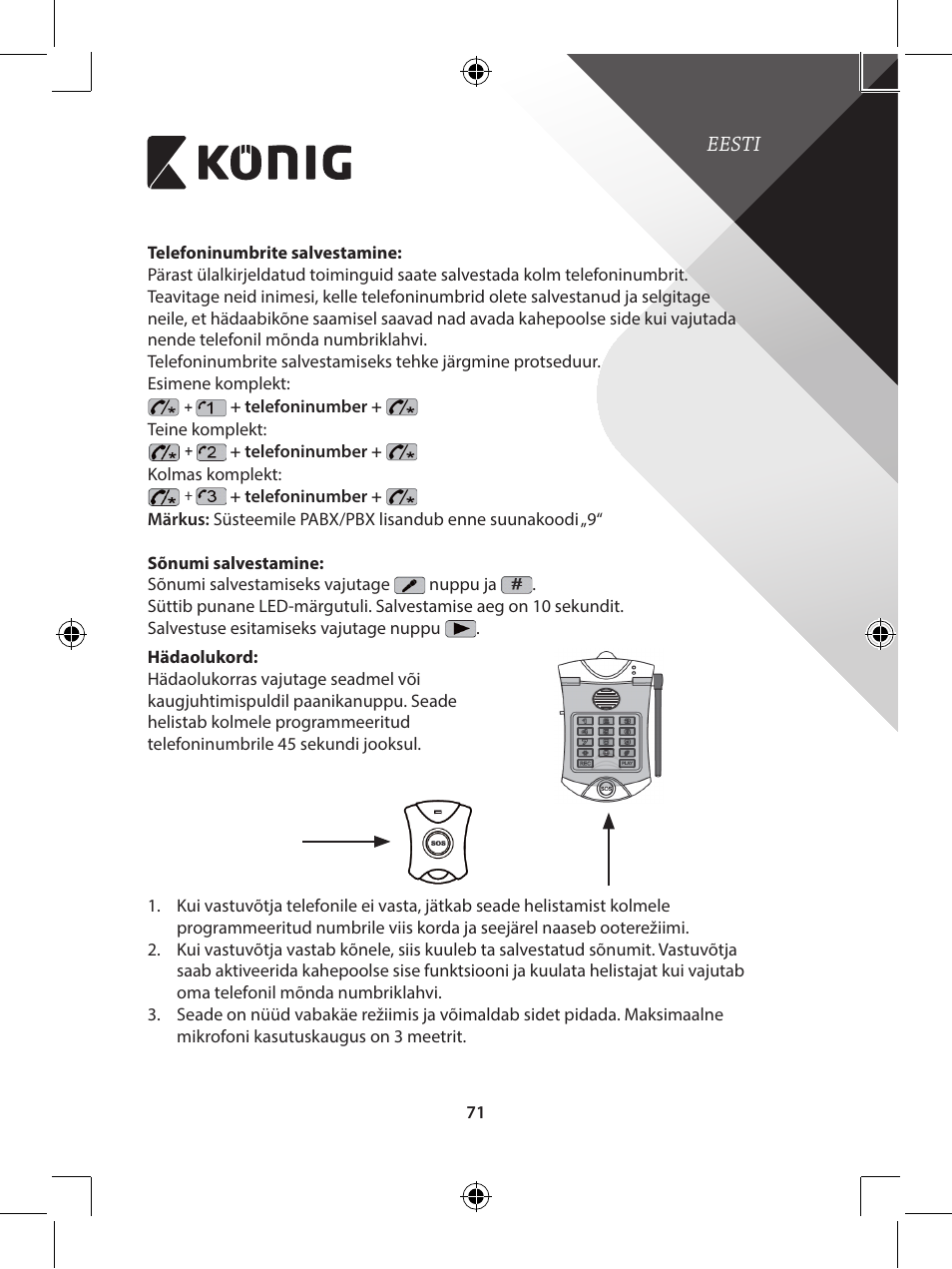 Konig Electronic telephone dialer with panic button User Manual | Page 71 / 101