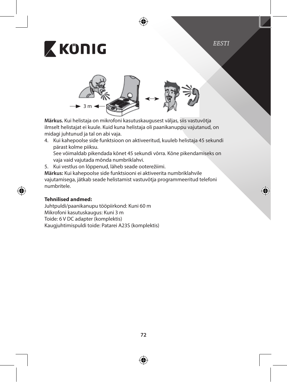 Konig Electronic telephone dialer with panic button User Manual | Page 72 / 101