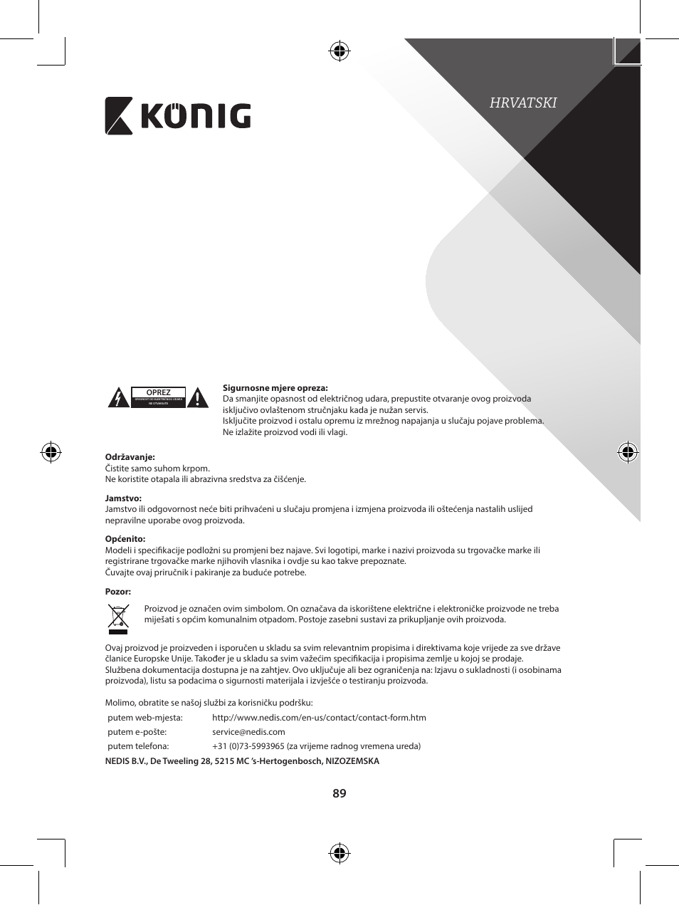 Hrvatski | Konig Electronic telephone dialer with panic button User Manual | Page 89 / 101