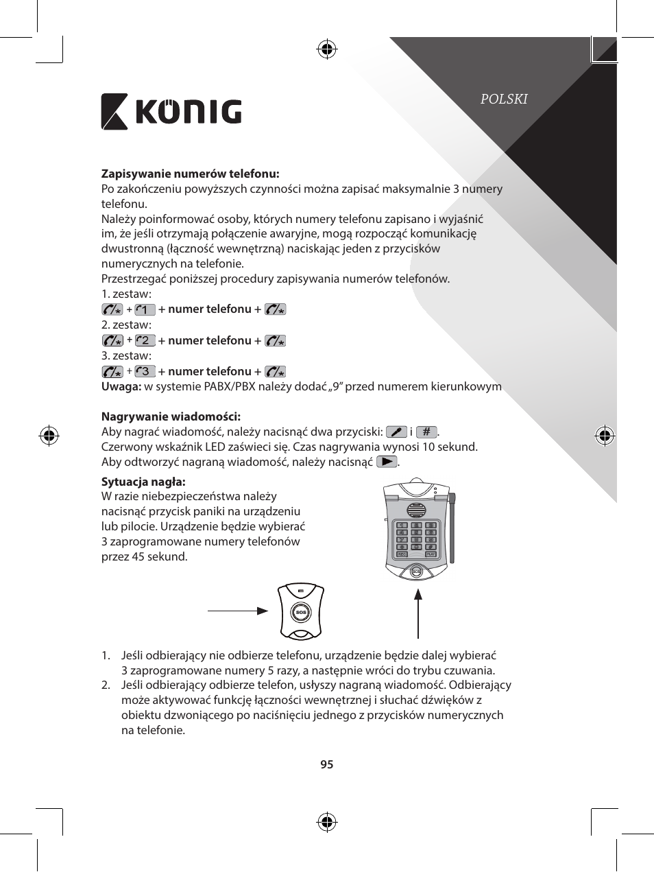 Konig Electronic telephone dialer with panic button User Manual | Page 95 / 101