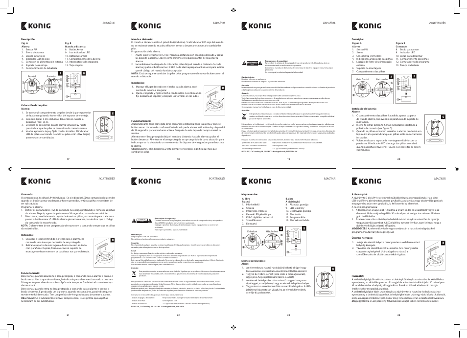 Riesgo de electrocución no abrir, Risco de choque eléctrico não abrir | Konig Electronic Ceiling alarm with motion detector 130 dB User Manual | Page 3 / 10