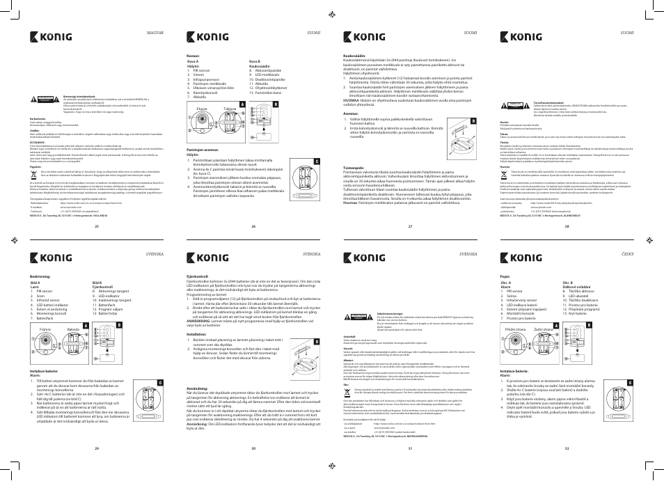 Áramütés veszélye ne nyissa fel, Sähköiskuvaara älä avaa, Risk för elstöt öppna inte | Konig Electronic Ceiling alarm with motion detector 130 dB User Manual | Page 4 / 10