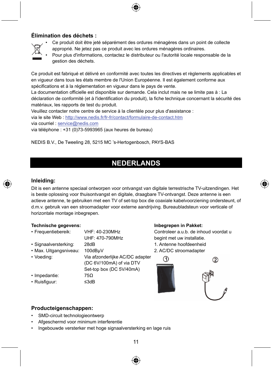 Nederlands | Konig Electronic Design indoor DVB-T antenna with LTE filter User Manual | Page 11 / 51