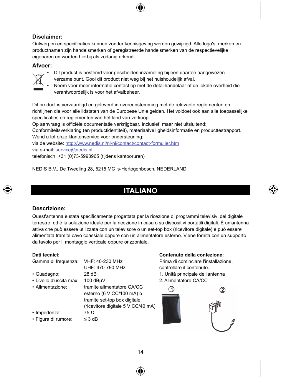Italiano | Konig Electronic Design indoor DVB-T antenna with LTE filter User Manual | Page 14 / 51