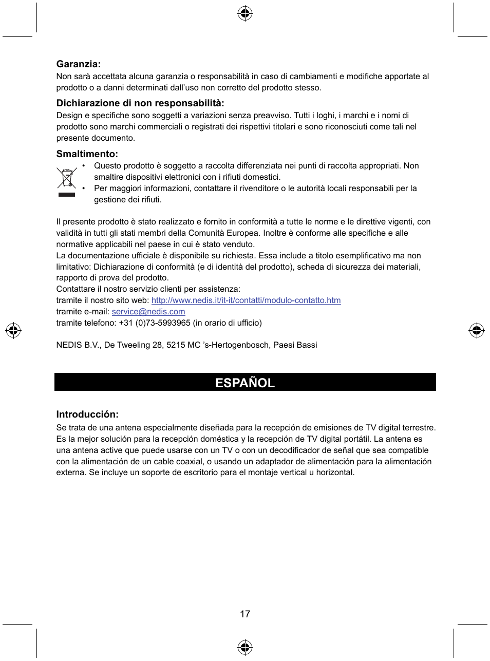 Español | Konig Electronic Design indoor DVB-T antenna with LTE filter User Manual | Page 17 / 51