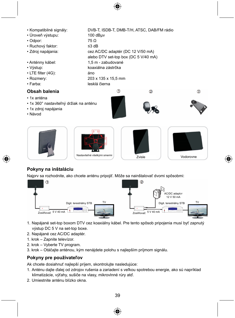 Konig Electronic Indoor DVB-T antenna tablet design 30 dB UHF User Manual | Page 39 / 44