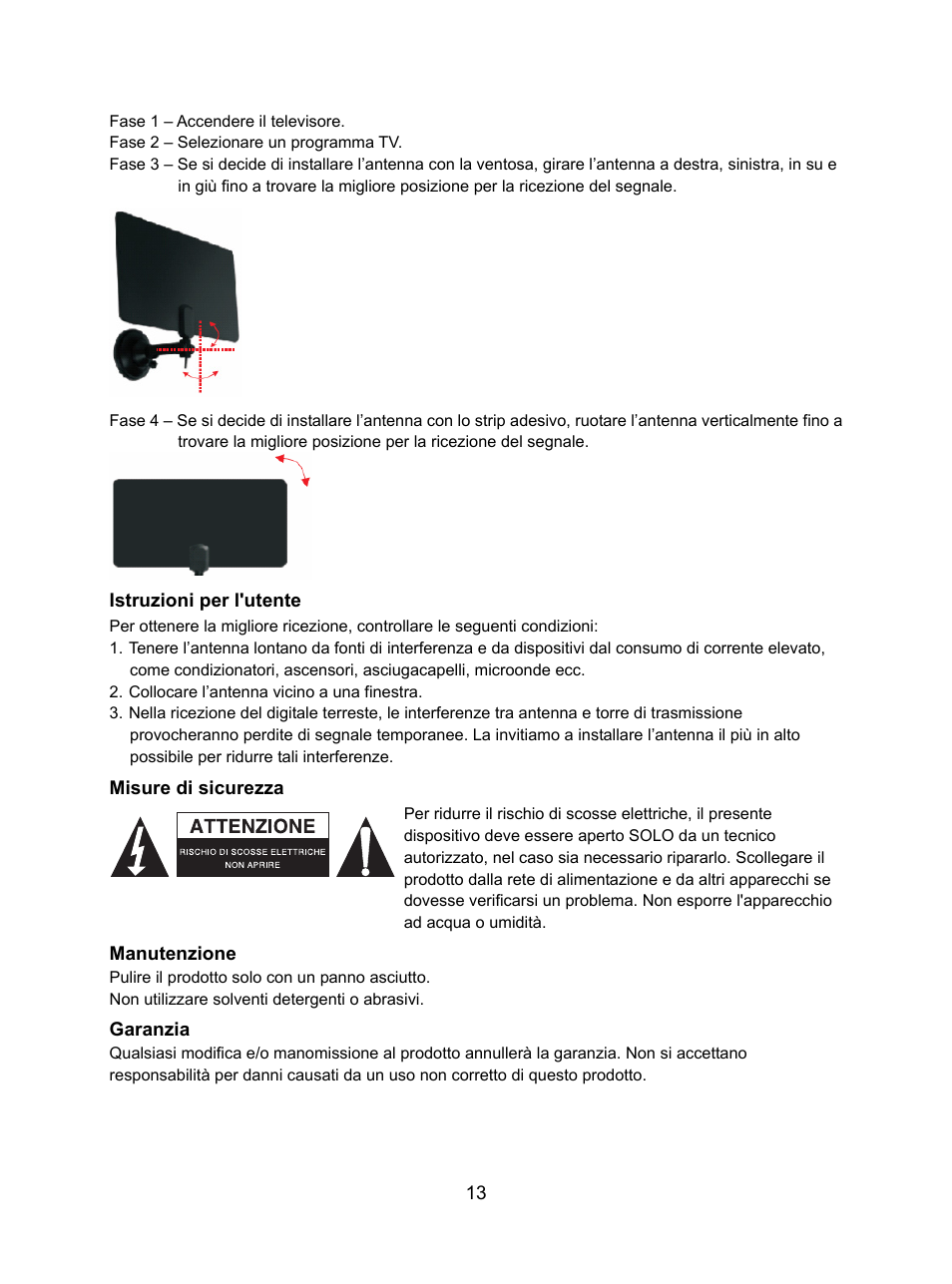 Konig Electronic DVB-T indoor antenna 0.5 mm ultra-thin design 25 dB UHF User Manual | Page 13 / 54