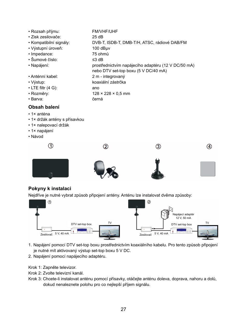 Konig Electronic DVB-T indoor antenna 0.5 mm ultra-thin design 25 dB UHF User Manual | Page 27 / 54