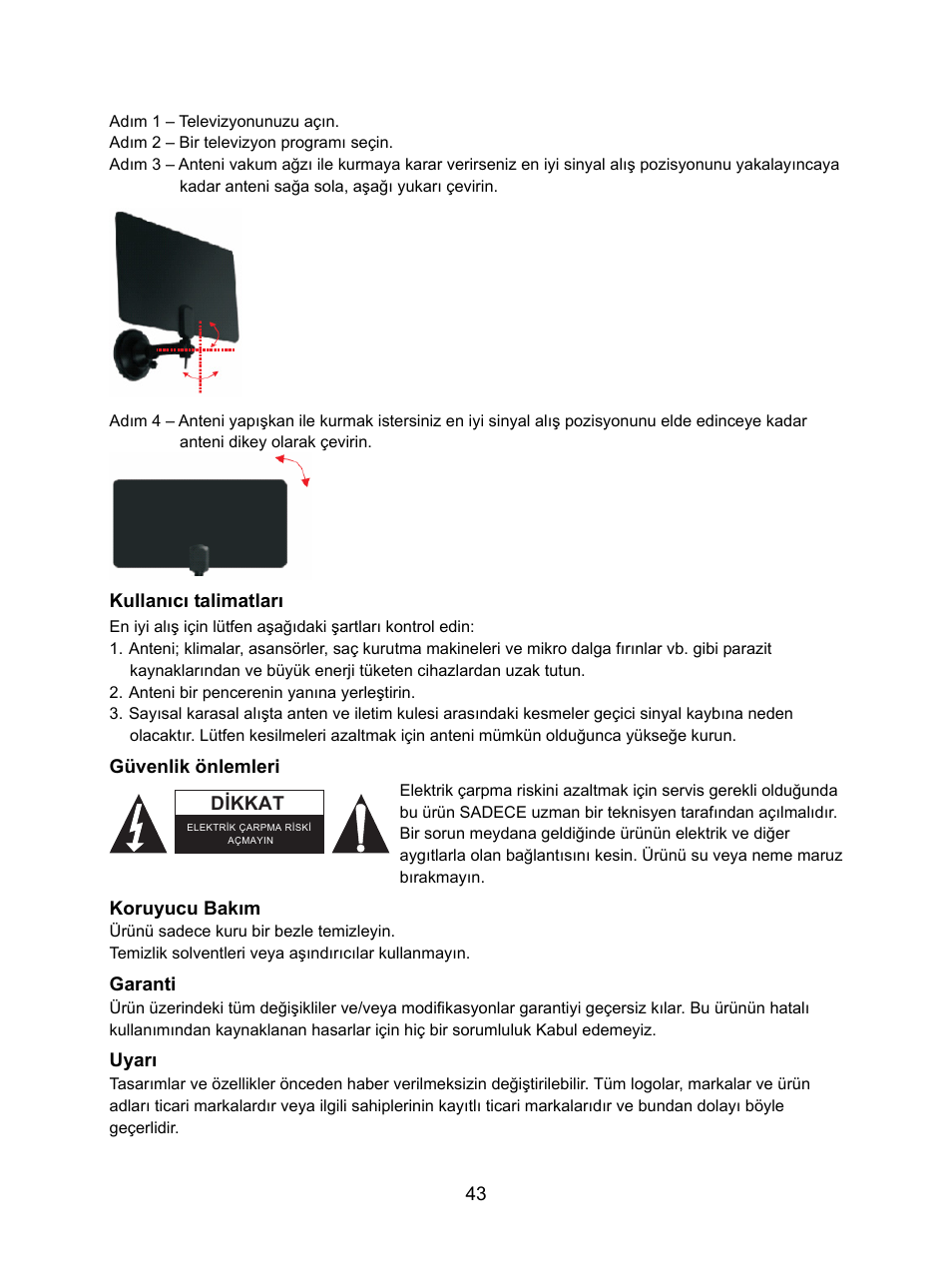Konig Electronic DVB-T indoor antenna 0.5 mm ultra-thin design 25 dB UHF User Manual | Page 43 / 54