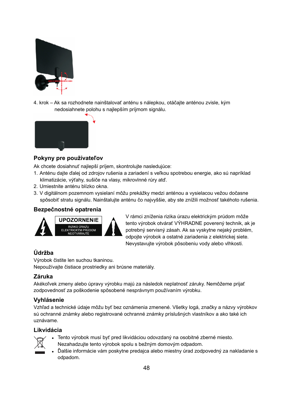 Konig Electronic DVB-T indoor antenna 0.5 mm ultra-thin design 25 dB UHF User Manual | Page 48 / 54