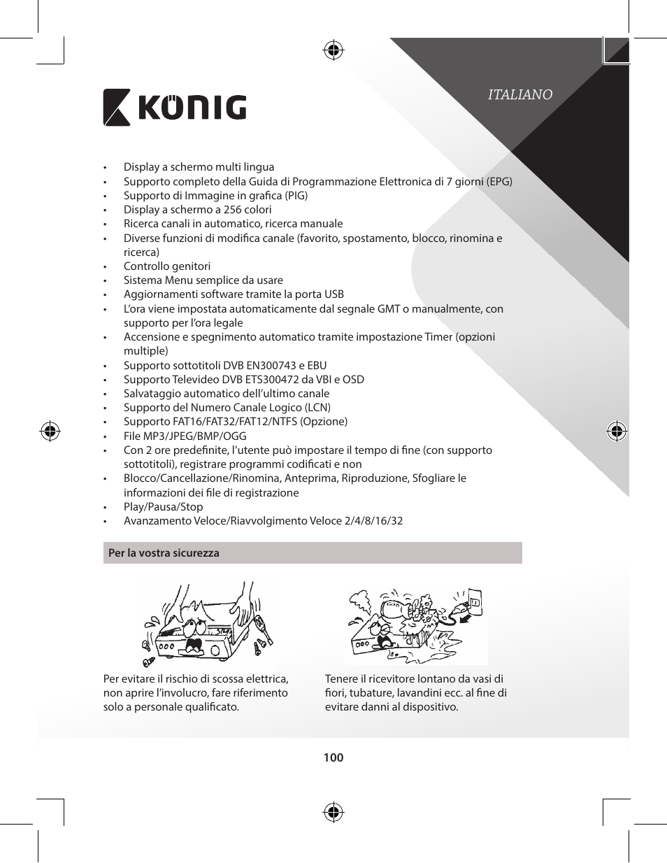 Italiano | Konig Electronic High-definition DVB-T2 receiver User Manual | Page 100 / 404