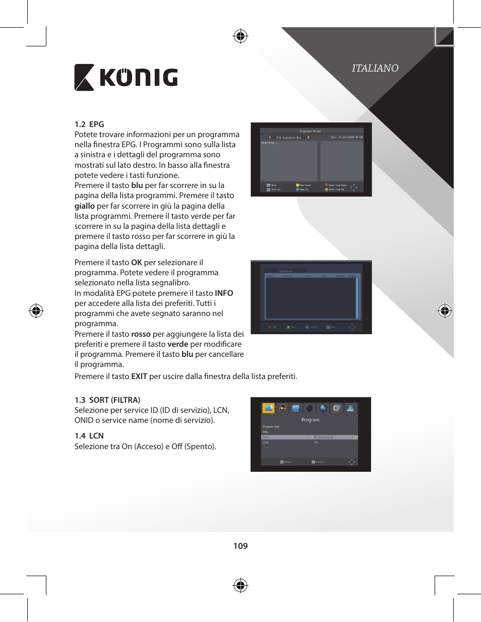 Italiano | Konig Electronic High-definition DVB-T2 receiver User Manual | Page 109 / 404