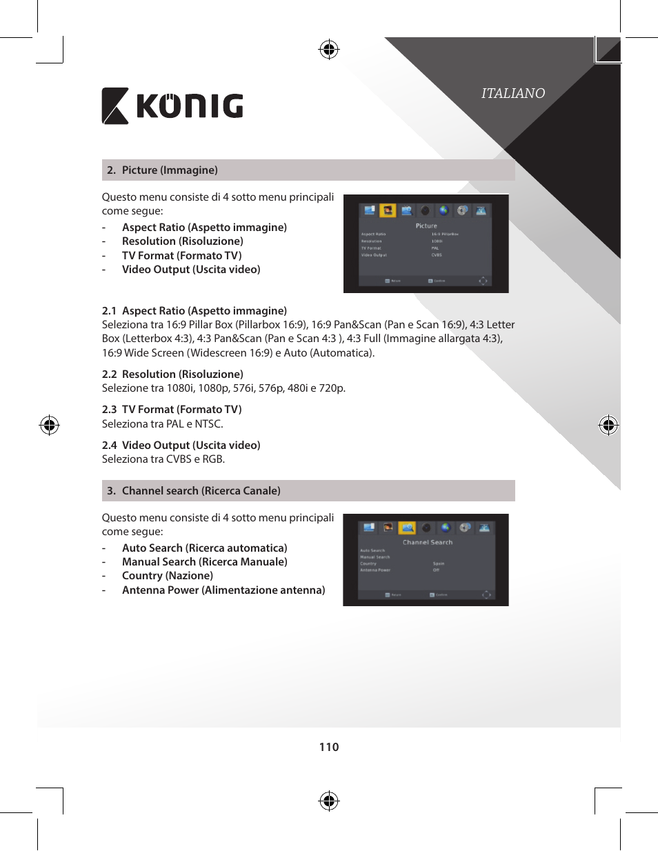 Italiano | Konig Electronic High-definition DVB-T2 receiver User Manual | Page 110 / 404