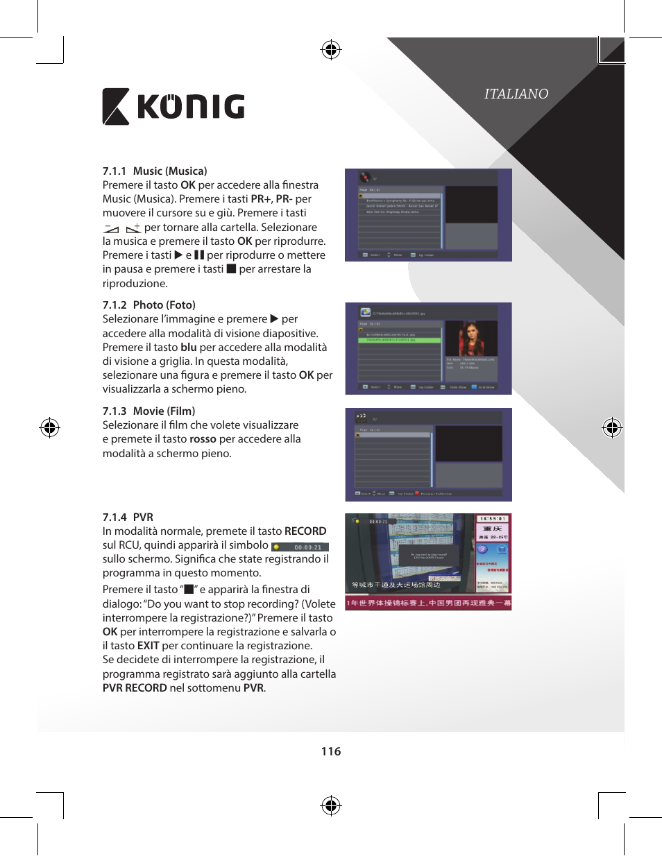Italiano | Konig Electronic High-definition DVB-T2 receiver User Manual | Page 116 / 404