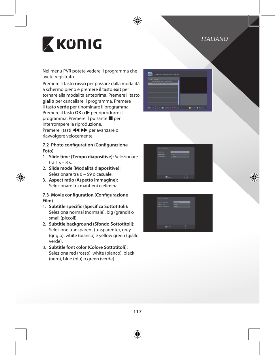 Italiano | Konig Electronic High-definition DVB-T2 receiver User Manual | Page 117 / 404