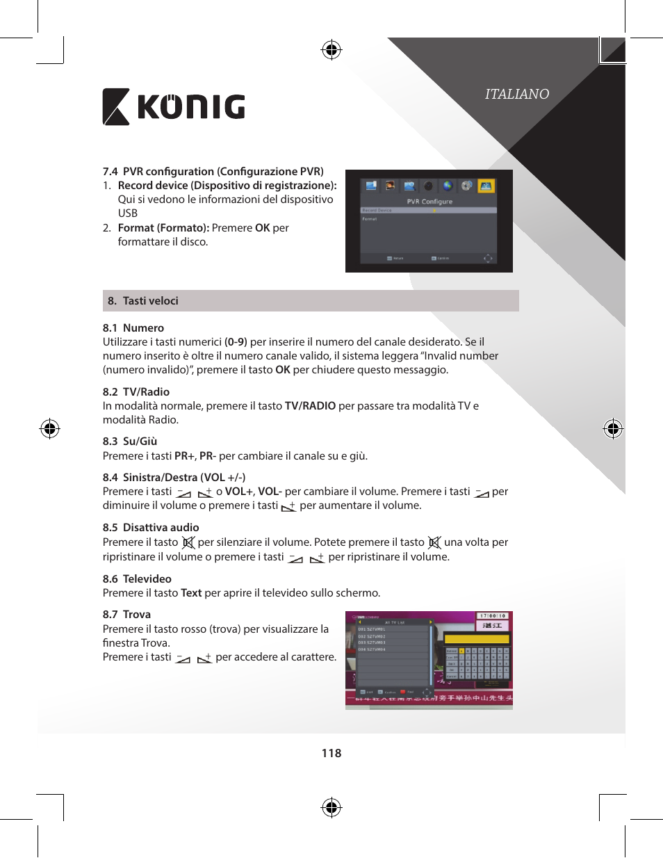 Italiano | Konig Electronic High-definition DVB-T2 receiver User Manual | Page 118 / 404