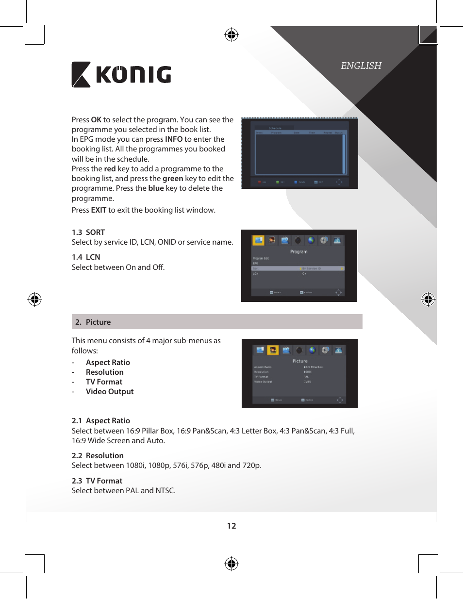English | Konig Electronic High-definition DVB-T2 receiver User Manual | Page 12 / 404