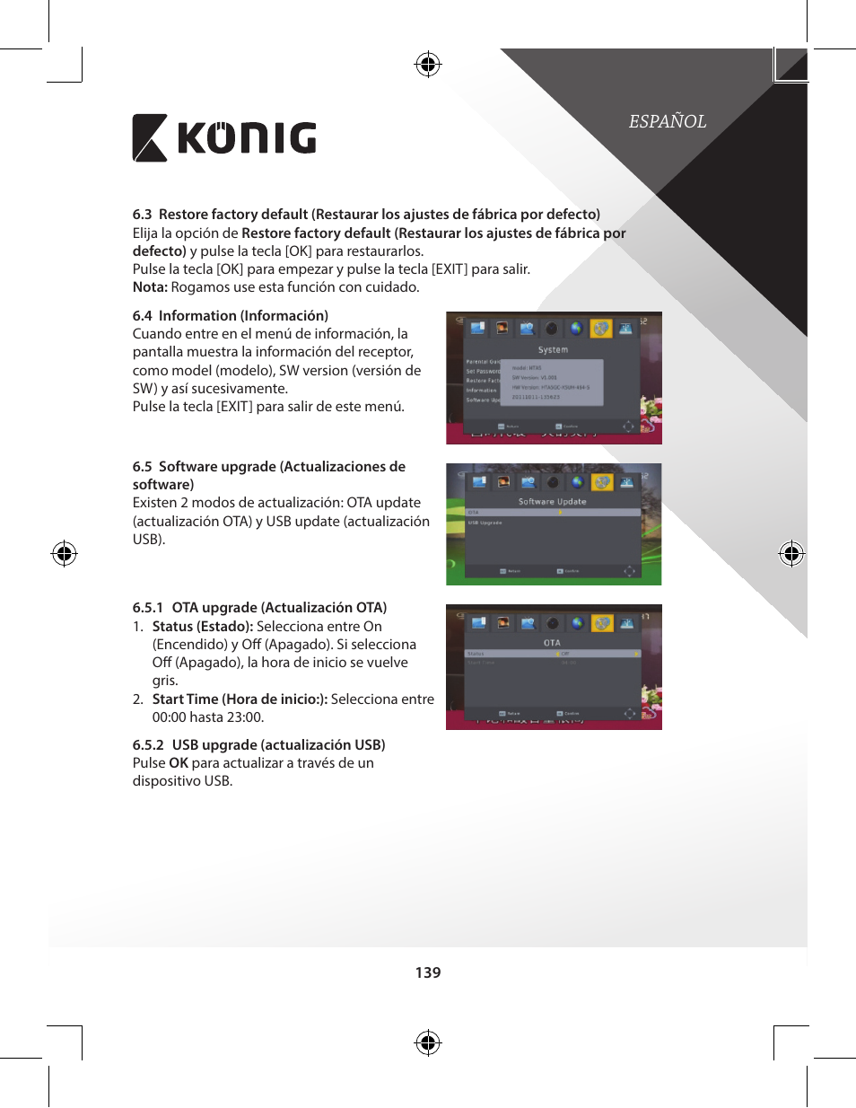 Español | Konig Electronic High-definition DVB-T2 receiver User Manual | Page 139 / 404