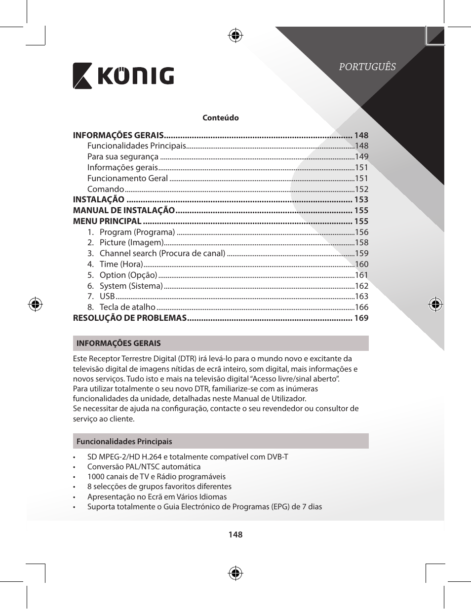 Português | Konig Electronic High-definition DVB-T2 receiver User Manual | Page 148 / 404