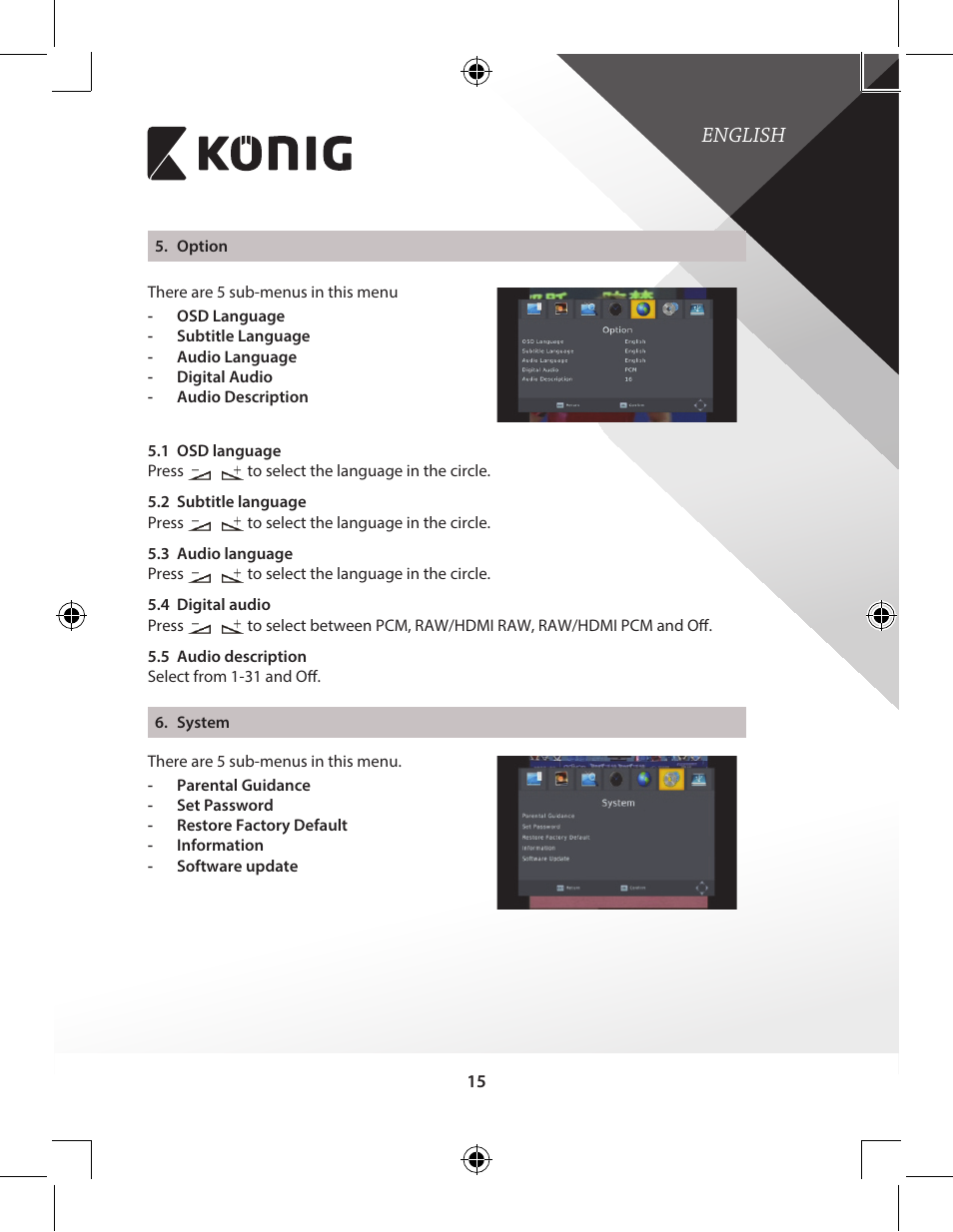 English | Konig Electronic High-definition DVB-T2 receiver User Manual | Page 15 / 404
