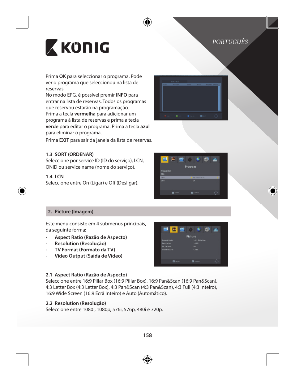 Português | Konig Electronic High-definition DVB-T2 receiver User Manual | Page 158 / 404