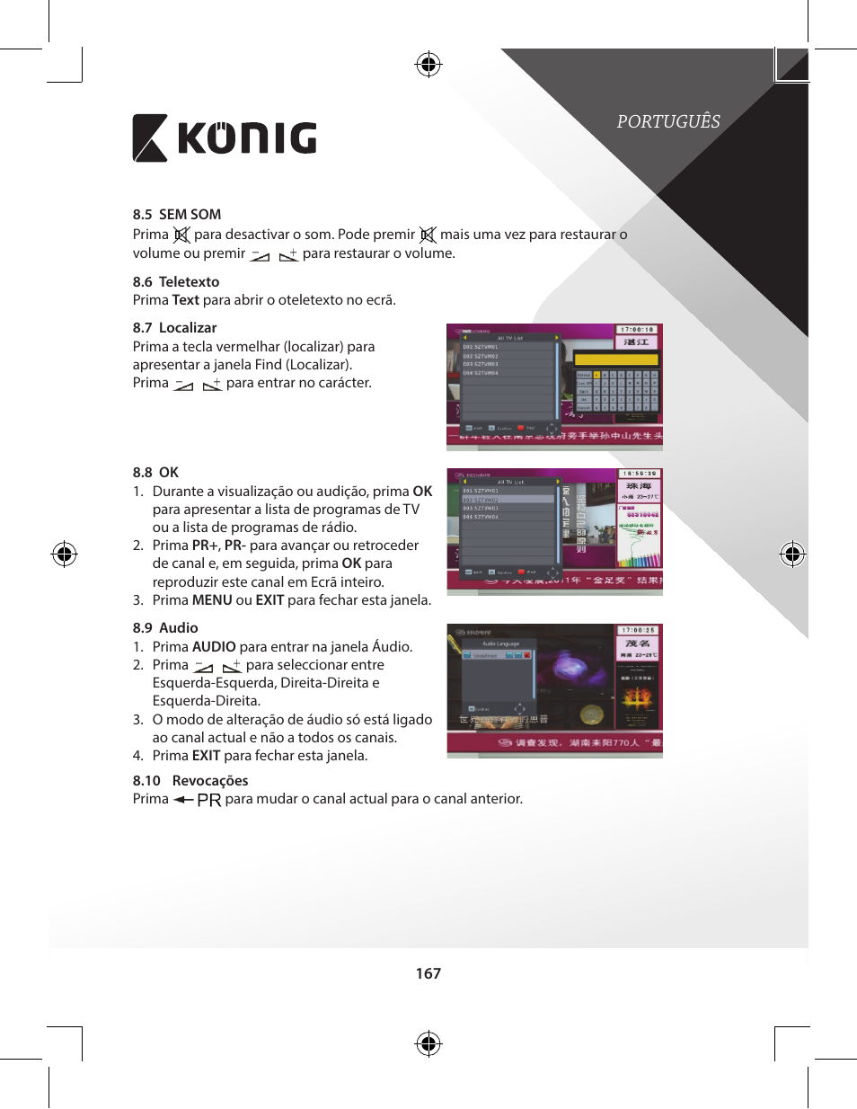 Português | Konig Electronic High-definition DVB-T2 receiver User Manual | Page 167 / 404