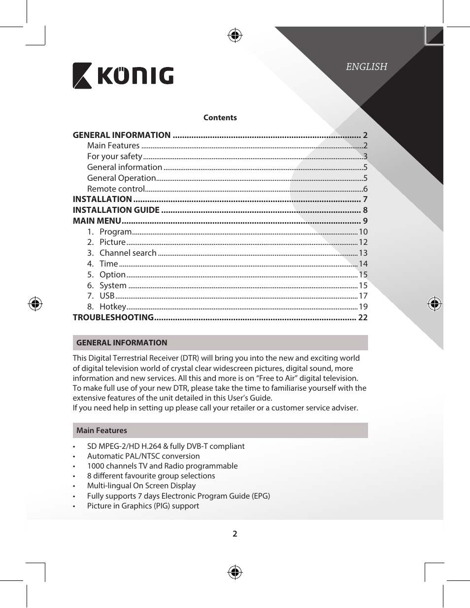 English | Konig Electronic High-definition DVB-T2 receiver User Manual | Page 2 / 404