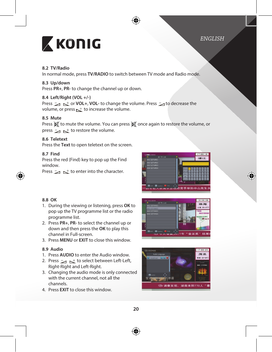 English | Konig Electronic High-definition DVB-T2 receiver User Manual | Page 20 / 404