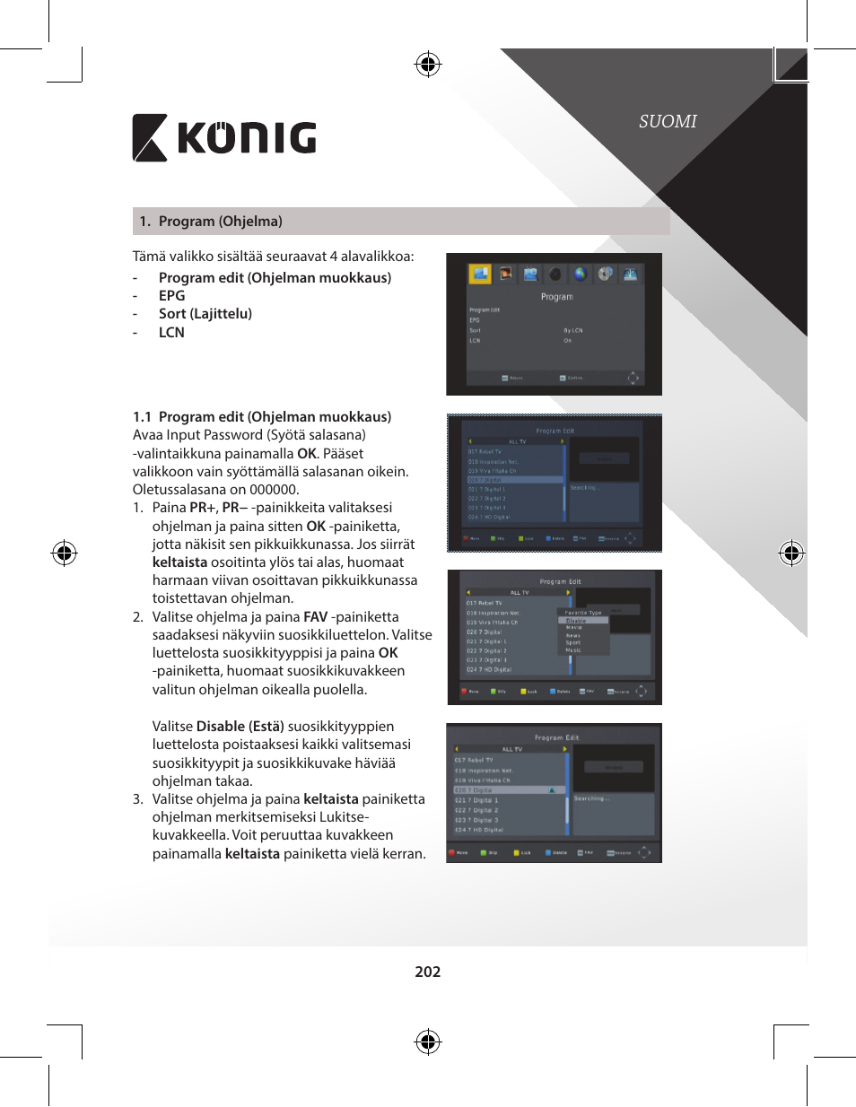 Suomi | Konig Electronic High-definition DVB-T2 receiver User Manual | Page 202 / 404