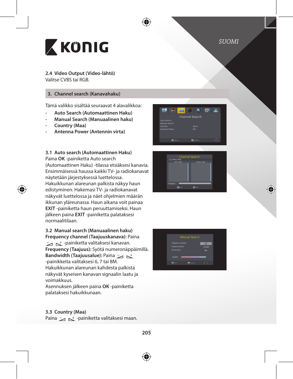 Suomi | Konig Electronic High-definition DVB-T2 receiver User Manual | Page 205 / 404