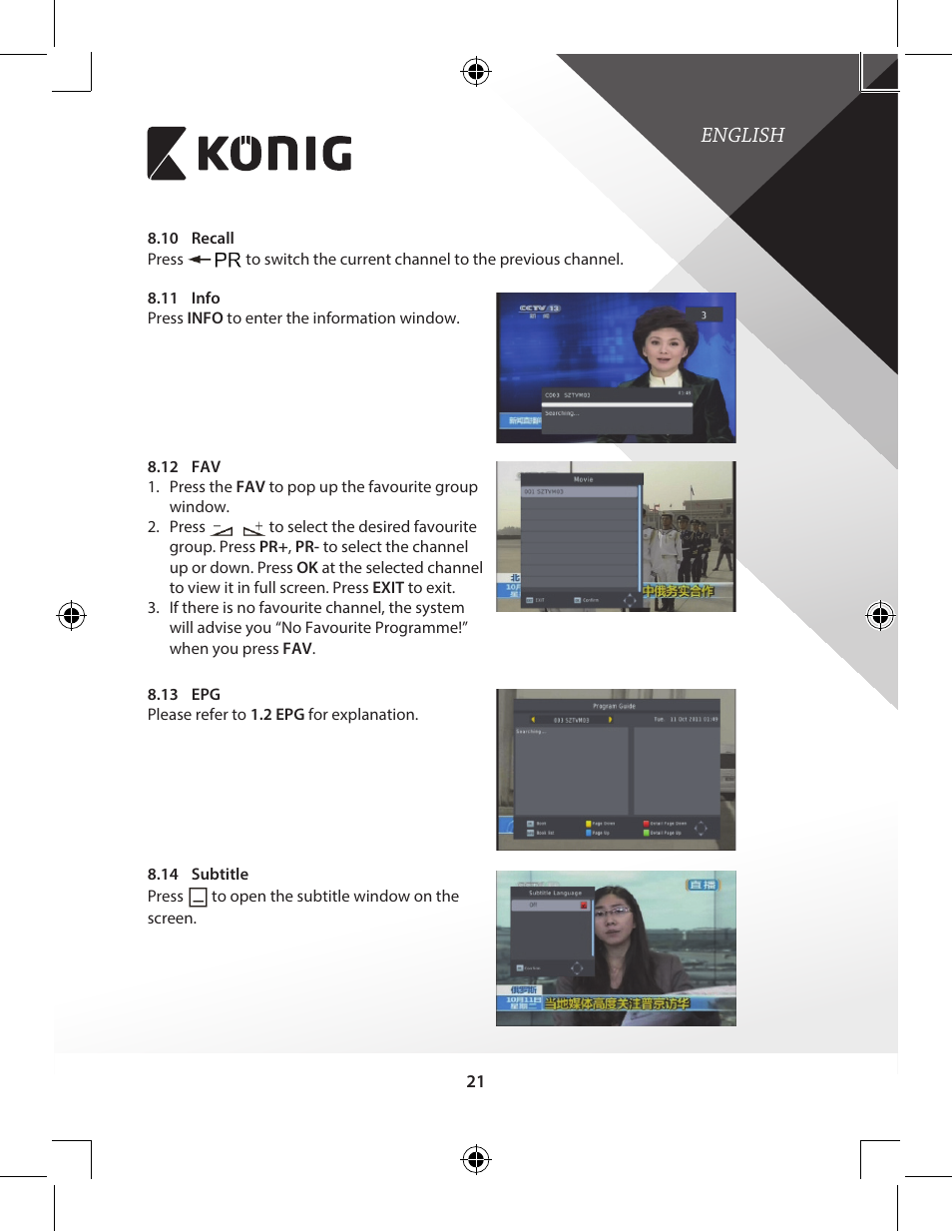 English | Konig Electronic High-definition DVB-T2 receiver User Manual | Page 21 / 404