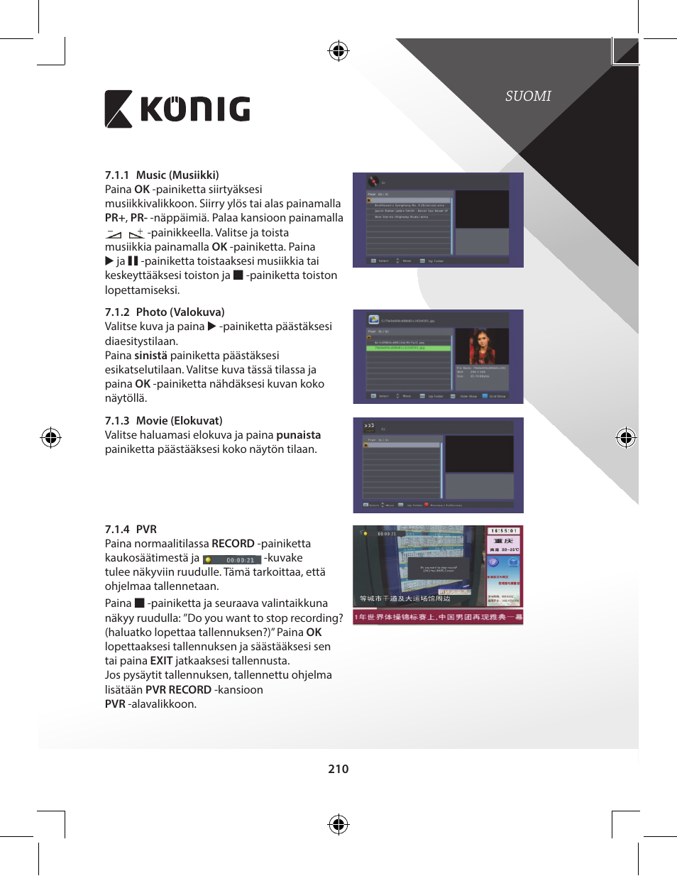Suomi | Konig Electronic High-definition DVB-T2 receiver User Manual | Page 210 / 404