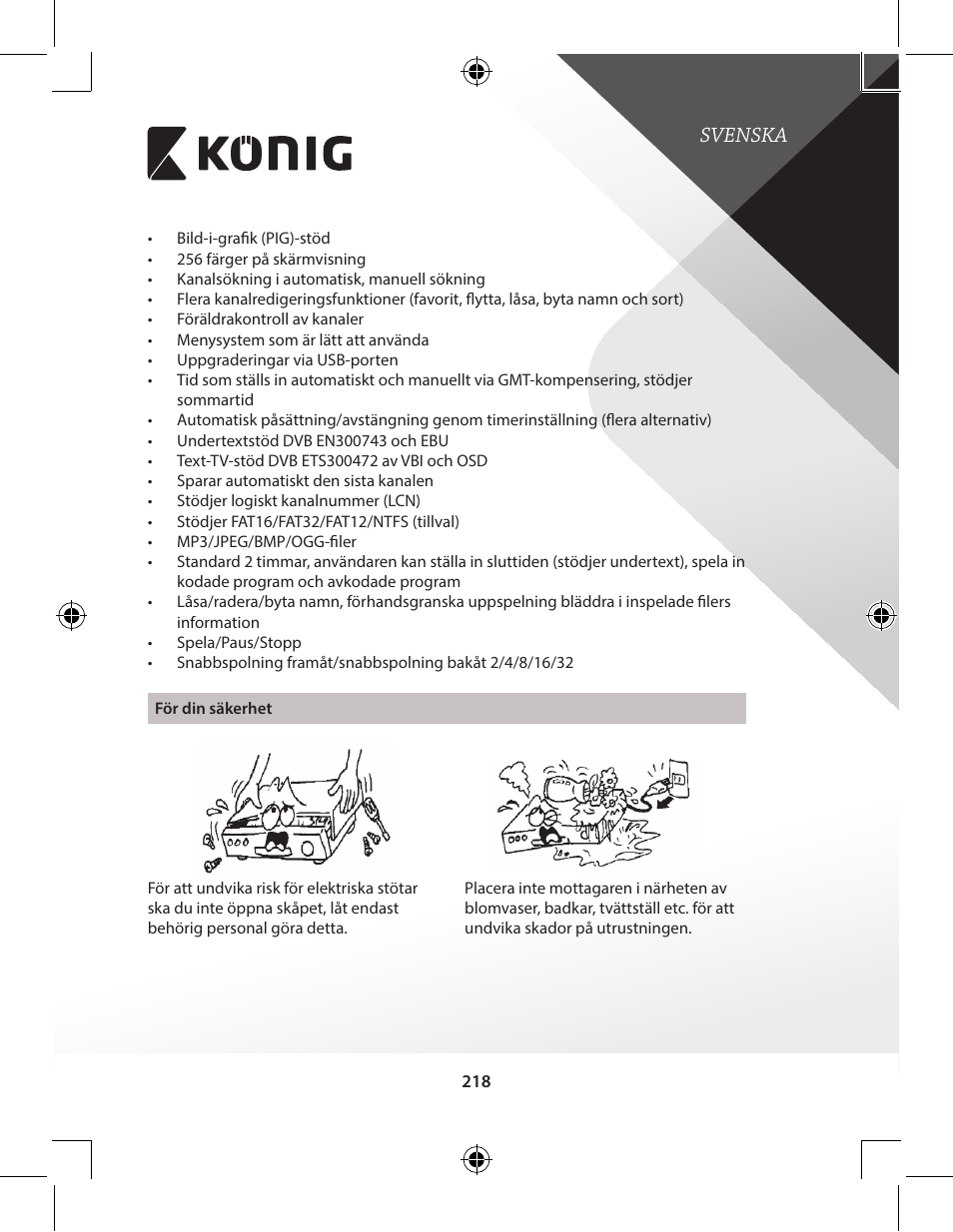 Svenska | Konig Electronic High-definition DVB-T2 receiver User Manual | Page 218 / 404
